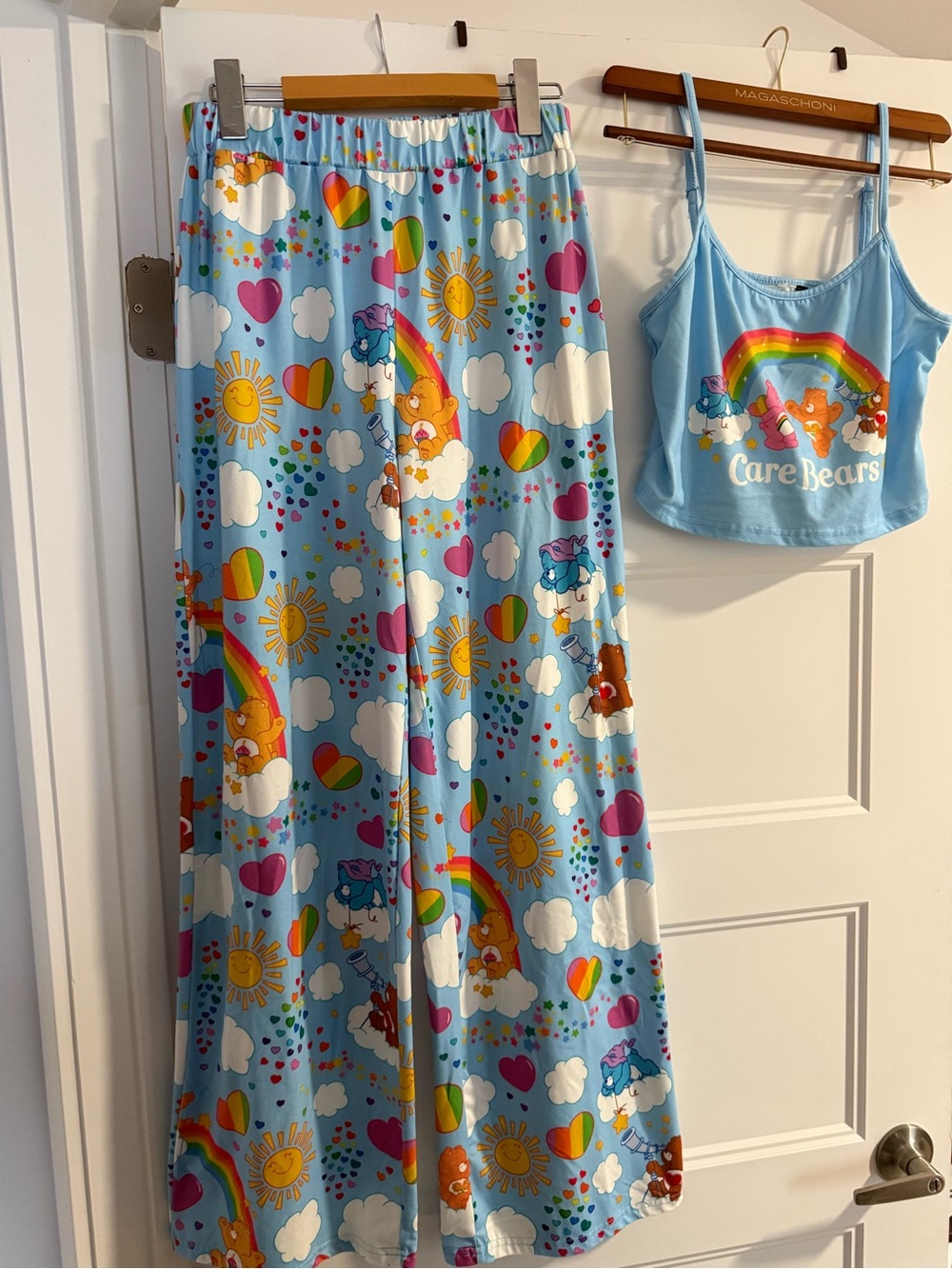 Care Bears Woman Pajama Set - Blue Rainbow & Cloud Print